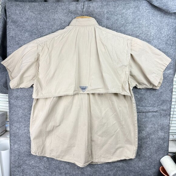 Columbia PFG Performance Fishing Gear Shirt Men's M/M Beige Vented Short Sleeve - Picture 10 of 15